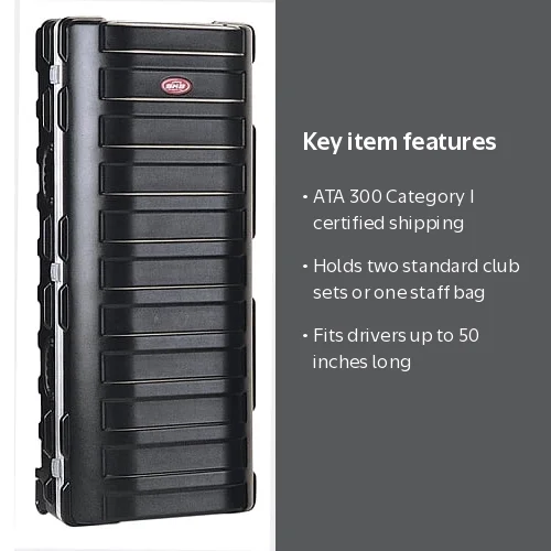 SKB Double Black Travel Golf Bag, Hard Plastic ATA Wheeled Case