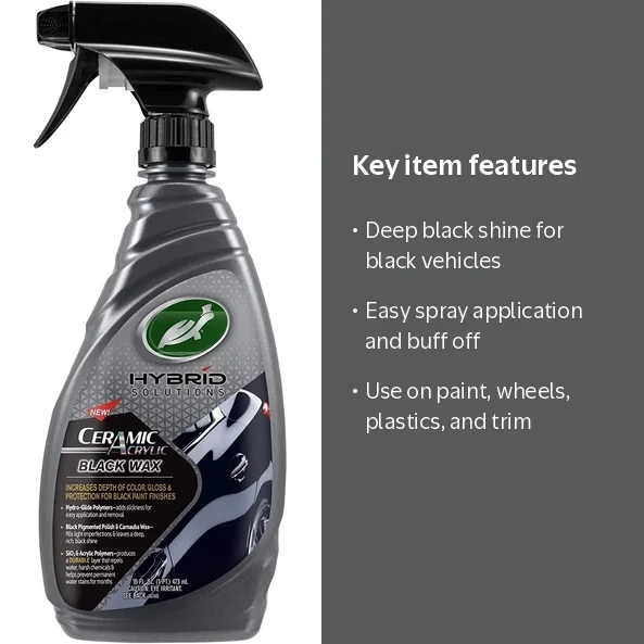 Turtle Wax Hybrid Solutions Ceramic Acrylic Black Spray Wax, 16 oz