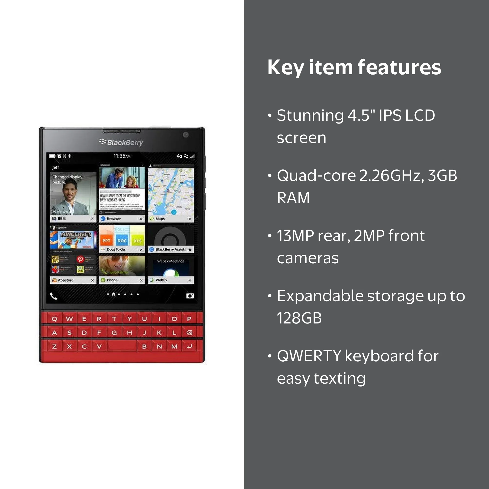 BlackBerry - Passport GSM 4G LTE with 32GB Memory Cell Phone