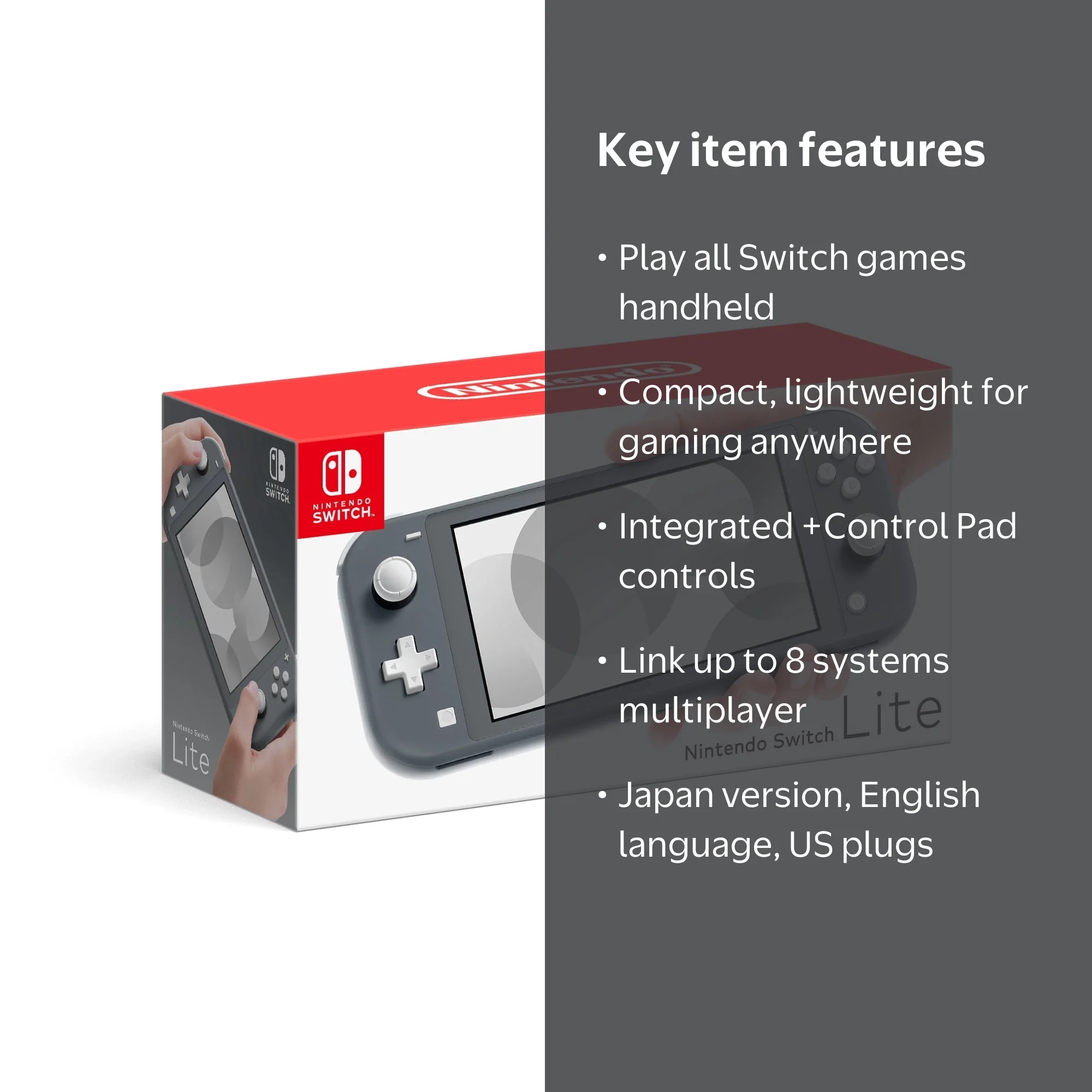 Nintendo, Switch Lite Console, Gray - Japan Version, Handheld