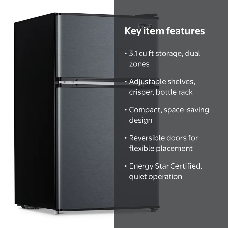 NewAir, Compact Mini Refrigerator, 3.1 Cu Ft, Gray - Walmart.com