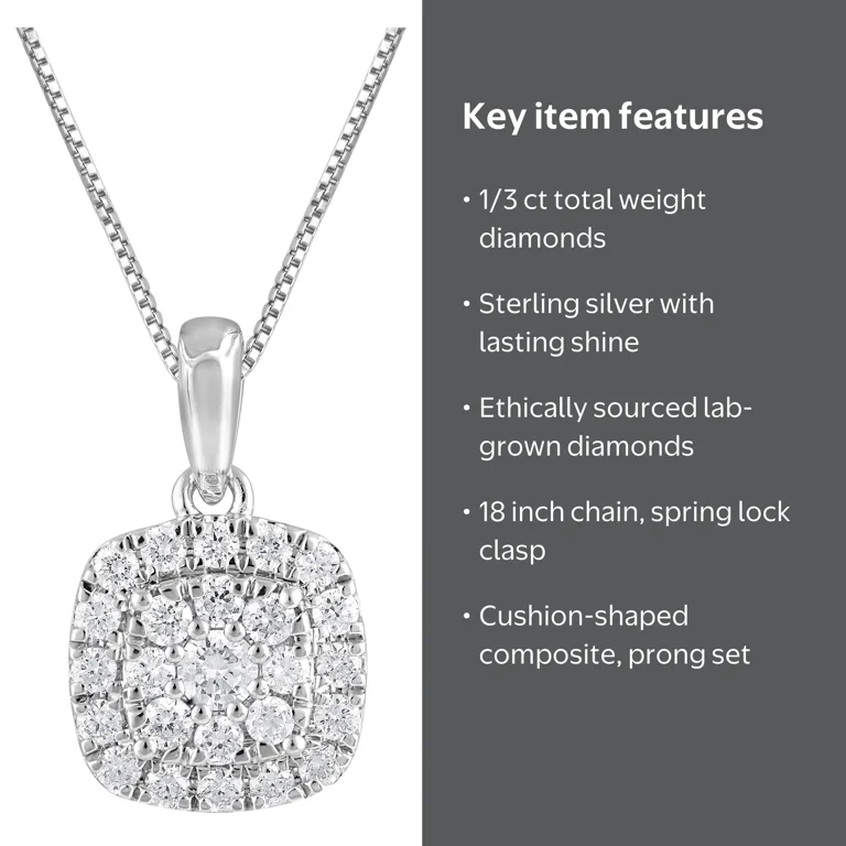 Unique Moments 1/3 Ct Lab-Grown Diamonds Cluster Pendant Necklace
