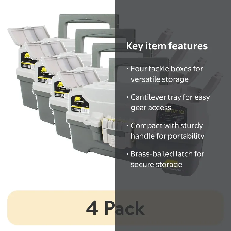 all in one tackle box for beginners Vipfish 448-Pcs Fishing Lures Kit  Complete Large 3-Layer Set with Hooks, Weights, Bobbers, Pliers, Rigs, Leaders & Accessories Men, Kids, Beginners, Gear gift choice for Fathers Internally it has one tray to organize your tackle and on the lid it has two easy access compartments Plano 6201 One-Tray Tackle Box