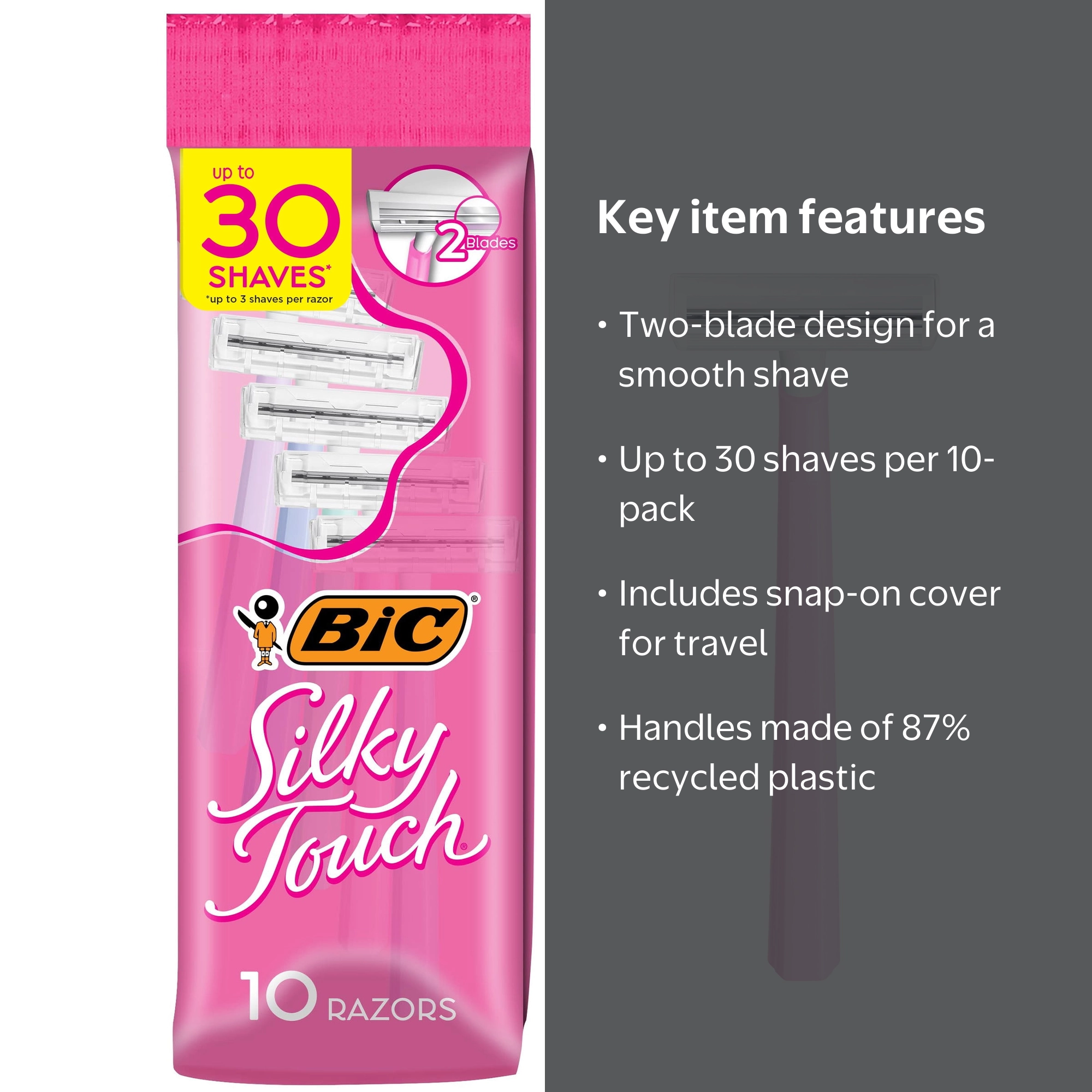 BIC Twin Select Silky Touch Disposable Razor for Women, Comfort