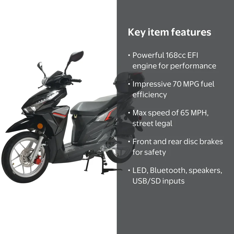 HHH Spider 200 Scooter EFI Fuel Injected Street Legal Scooter with