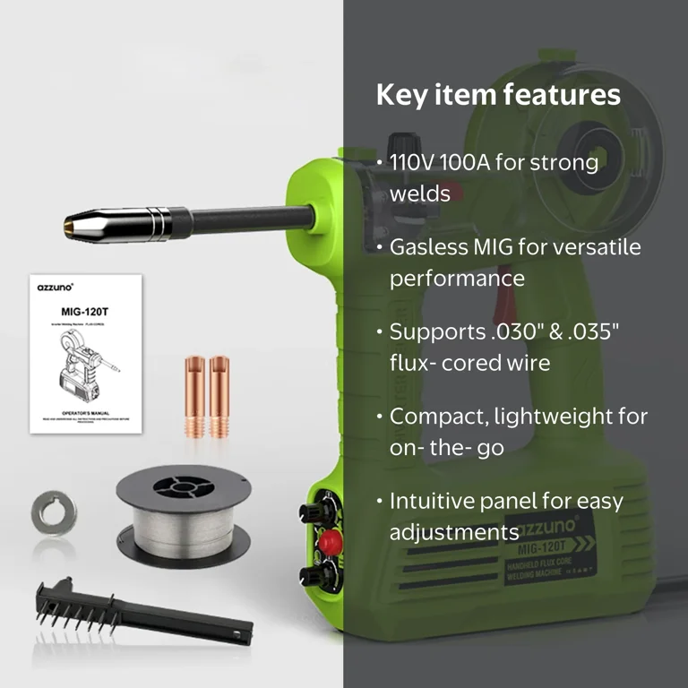 AZZUNO Portable Handheld MIG Welder 100A 110V Gasless Mini Welder