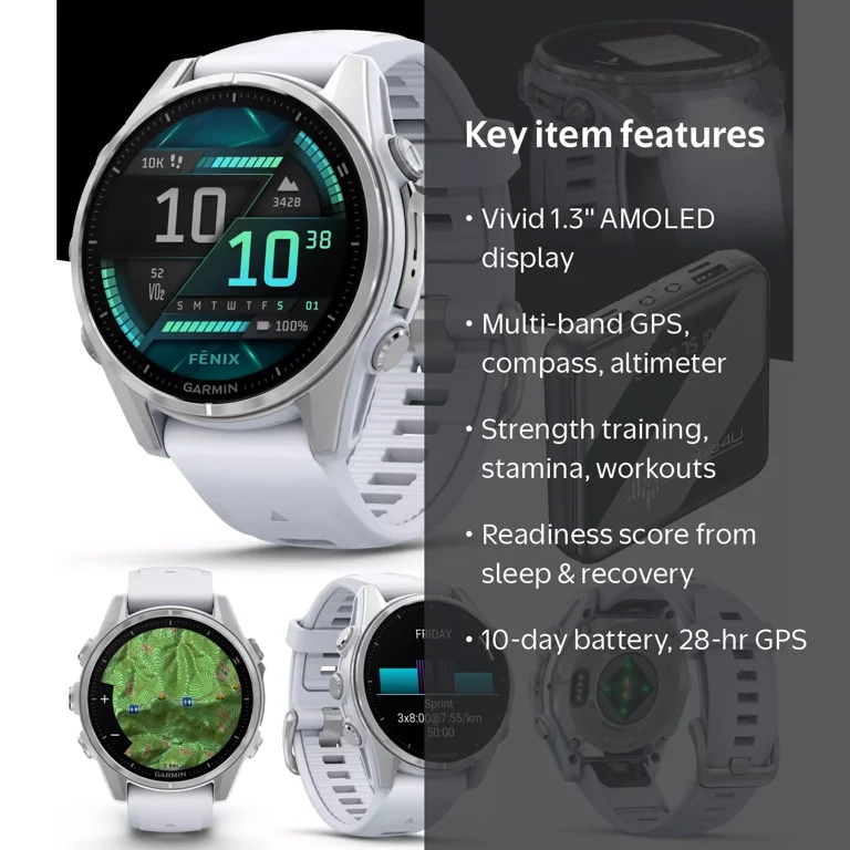 Garmin Fenix 8 43 mm, AMOLED Multisport GPS Smartwatch, Silver