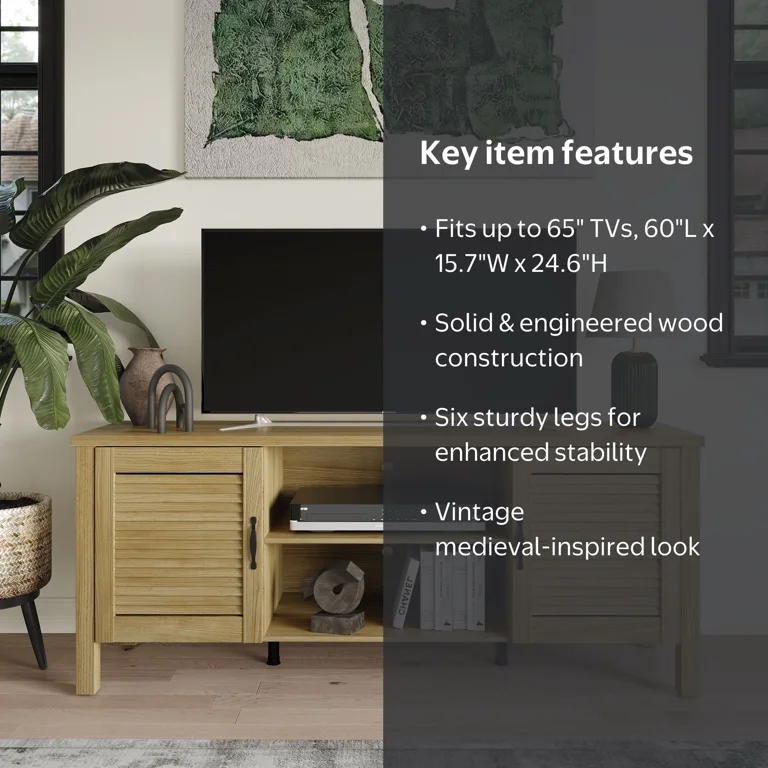 Castle Place TV Stand Console - Vintage Louvered Doors - Walmart.com