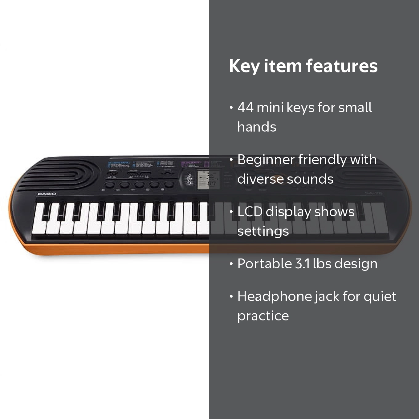Casio SA-76 44-Key Mini Personal Keyboard - Portable Electronic