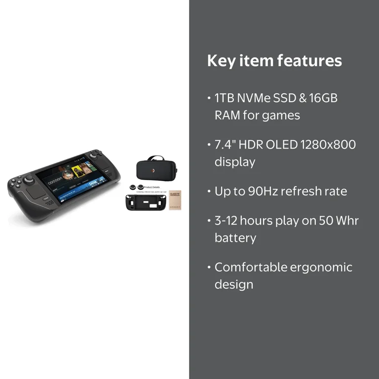 Valve, Steam Deck Handheld Gaming Console, 1TB SSD, 16GB RAM
