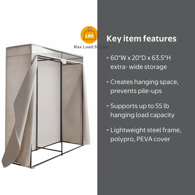 Mainstays 1-Tier Zippered Enclosed Extra Wide Closet Organizer for