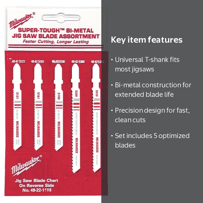 Milwaukee Reciprocating Saw Blade Set – 5-Piece Assortment, 14, 18, 24 TPI, 6 & 9 Inch Lengths, For Wood, Metal, And Cast Iron