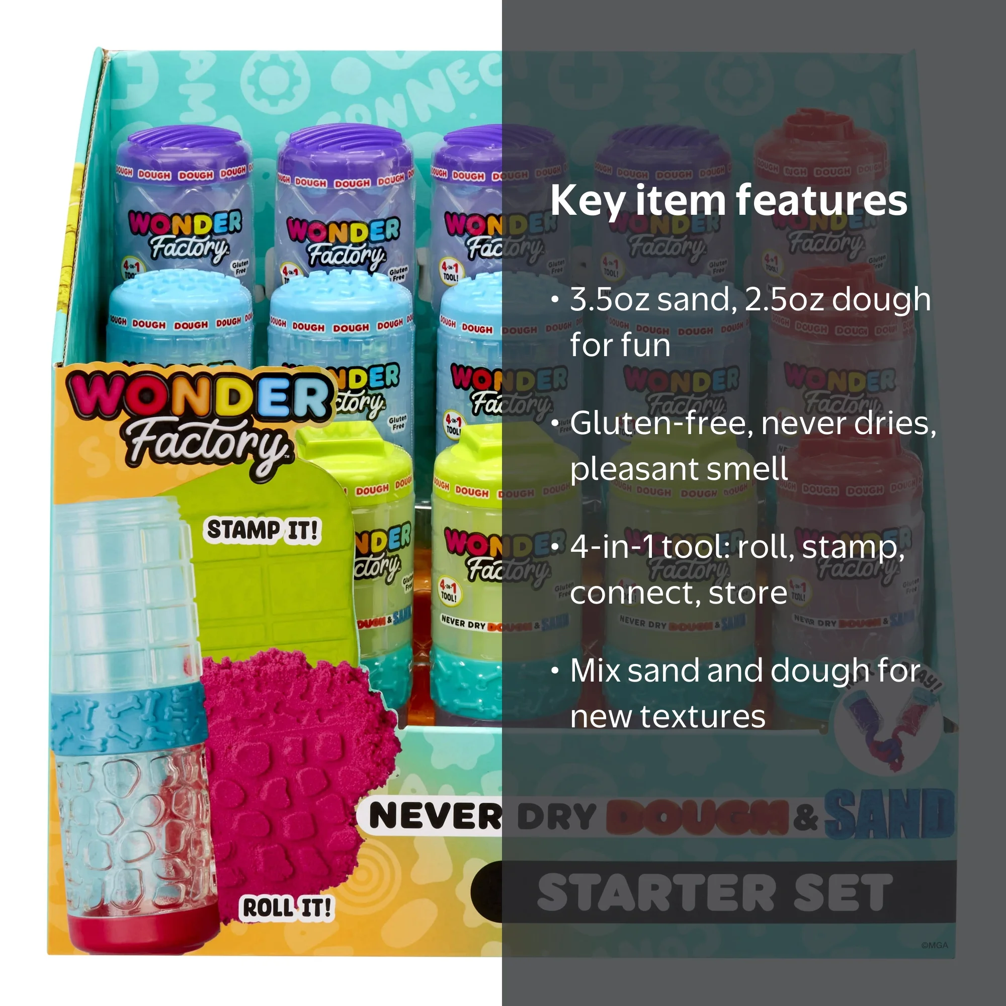 Wonder Factory Never Dry Dough and Sand Starter Set- Never Dries