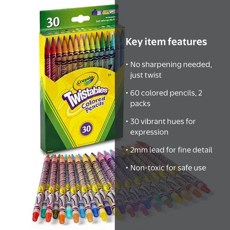Crayola Twistables Colored Pencils 30 Countper Box, Set Of 2 Boxes