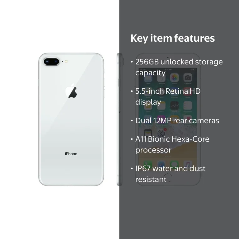 Pre-Owned Apple iPhone 8 Plus A1864 (Fully Unlocked) 256GB Silver