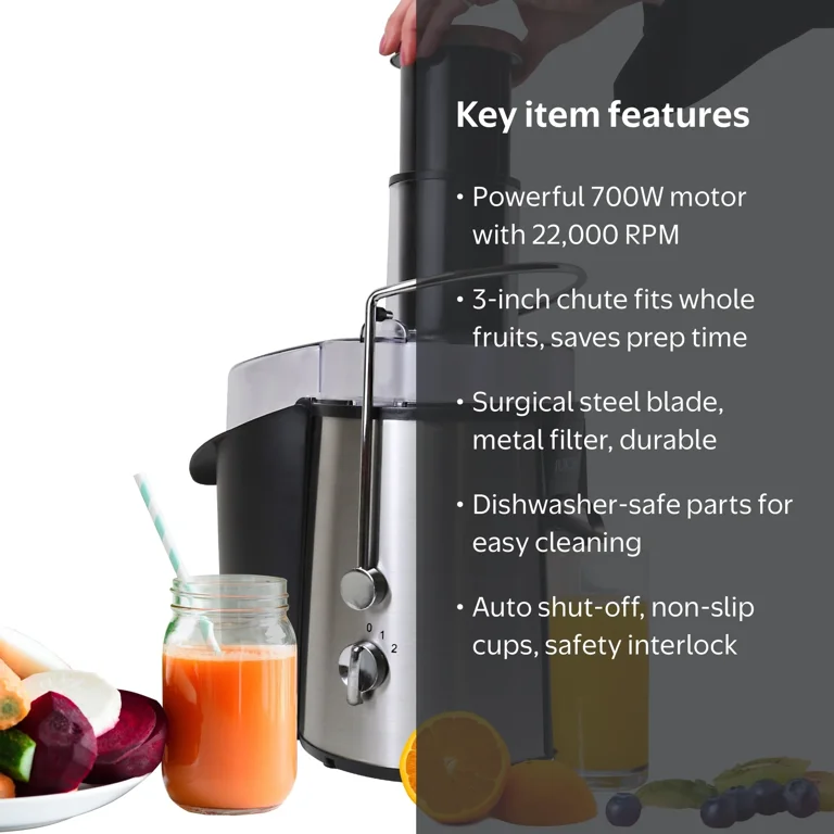 Total Chef Juicin' Juicer Wide Mouth Centrifugal Juice Extractor
