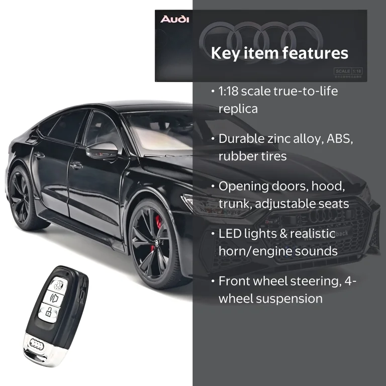 Anmyjuly Audi RS7 Diecast 1:18 Model with Lights and Adjustable