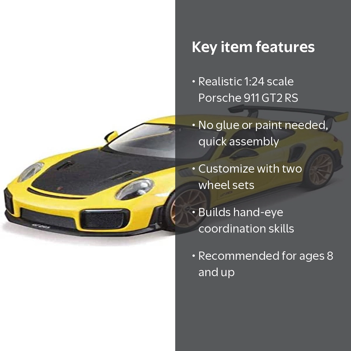 Maisto, Assembly Line Model Kit, 1:24 Porsche 911 GT2 RS, Yellow