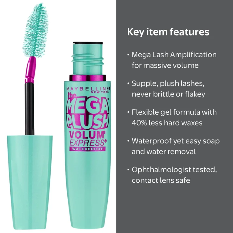 Maybelline, Mascara, Very Black 0.3 fl. oz., Waterproof Volume