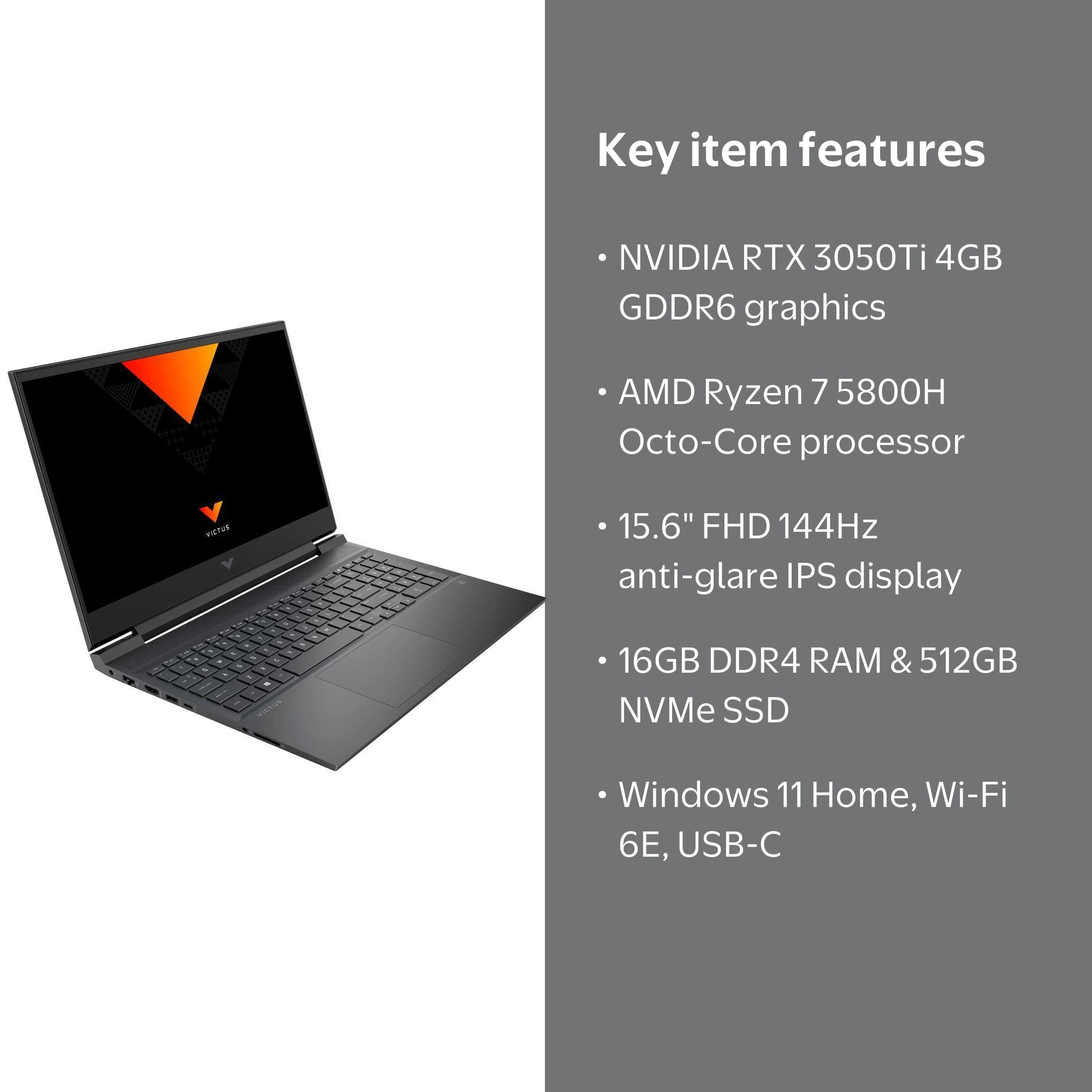 HP Victus Gaming Laptop Laptop AMD Ryzen 7 5800H 3.2GHz NVIDIA