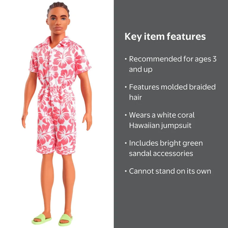Barbie Fashionistas Ken Doll 235 in Hawaiian Print Jumpsuit with