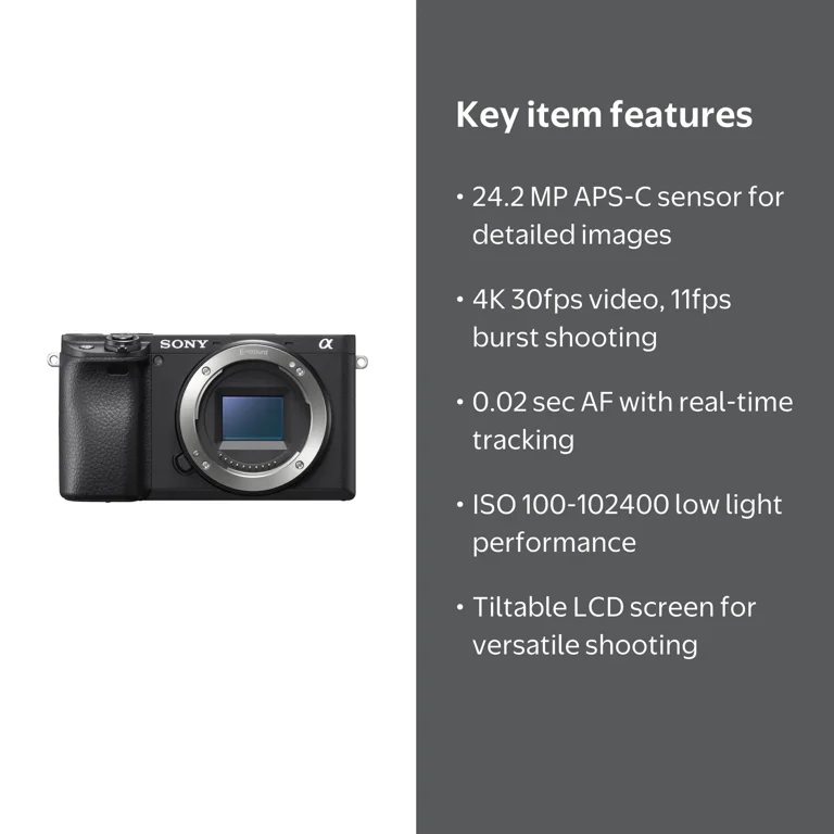 Sony a6400 ILCE-6400 Mirrorless Camera Body Only Black 24.2 MP 4K