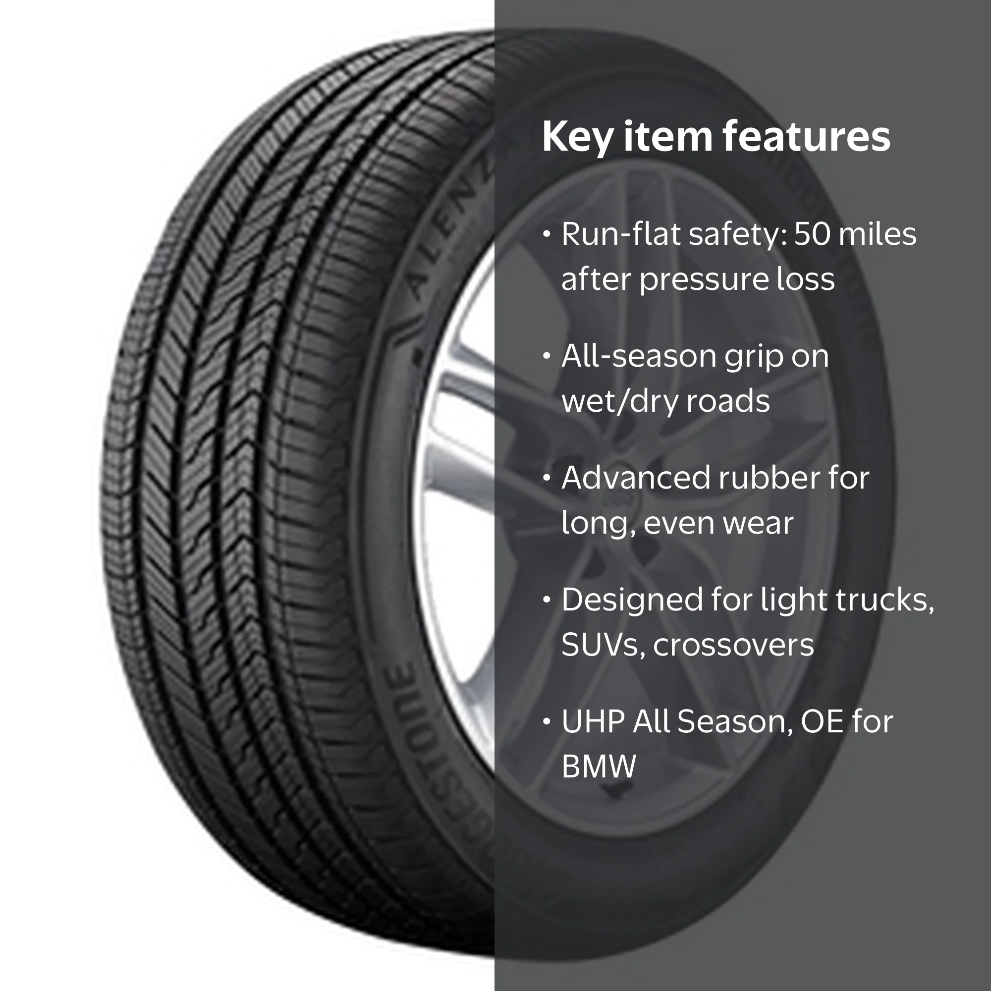 Bridgestone, Passenger Tire, 285/45R20 112H XL, All Season UHP