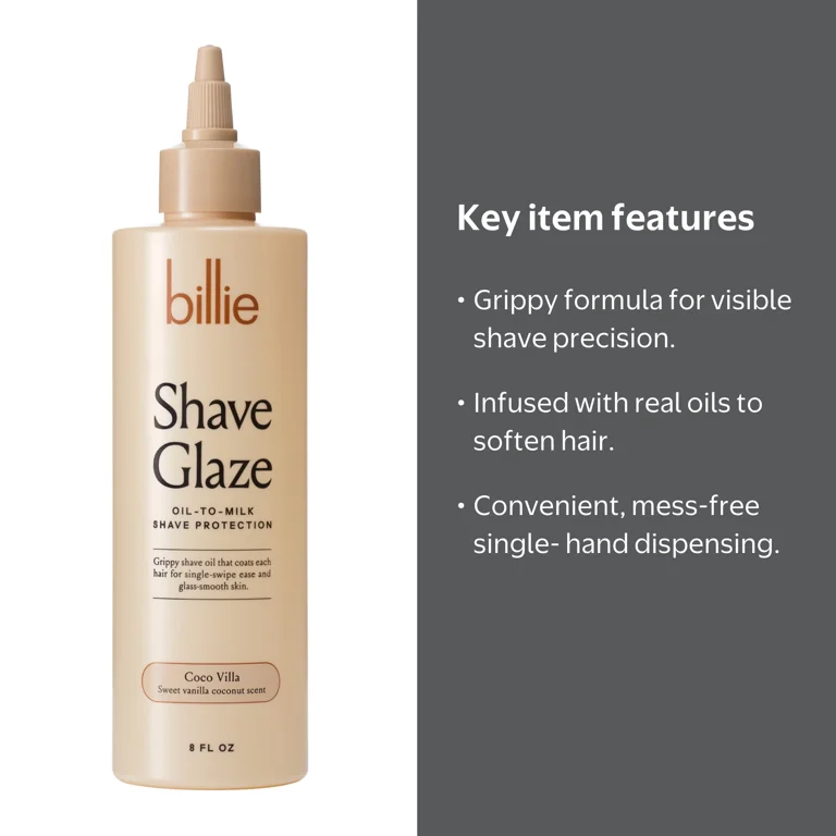 Billie Shave Glaze Shaving Oil, Coco Villa Scent, 8 fl oz
