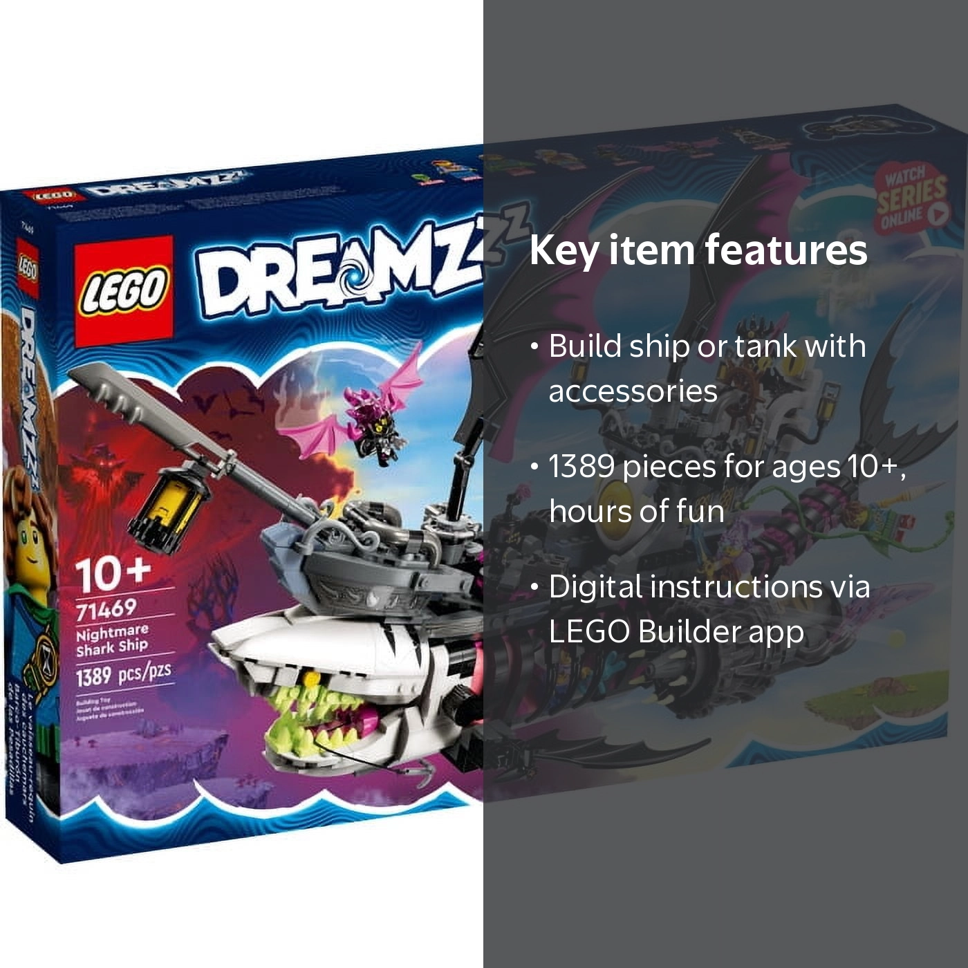 LEGO Dreamzzz: Nightmare Shark Ship 71469, 1389 Piece Set