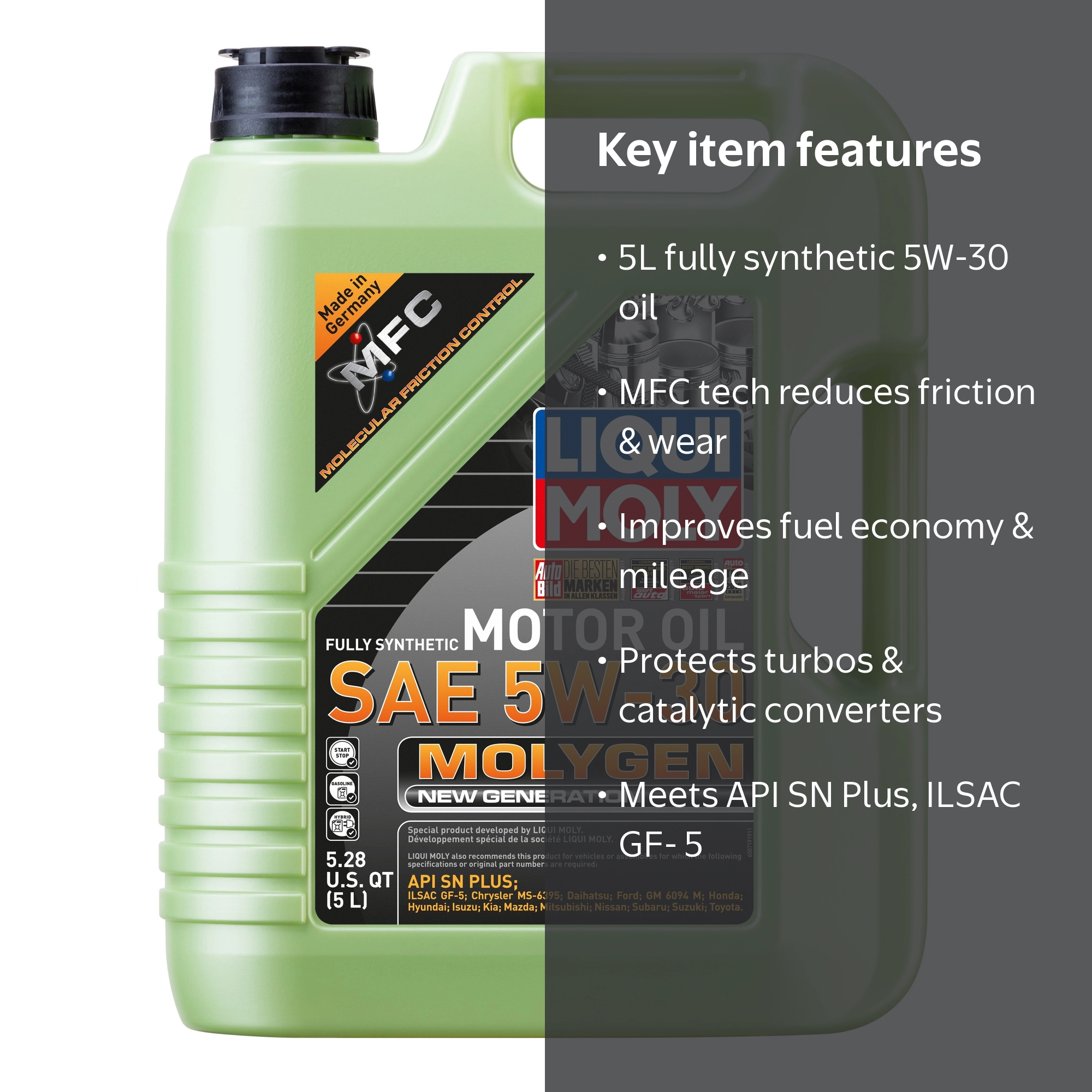 LIQUI MOLY 5L Molygen New Generation Motor Oil 5W-30 - Walmart.com