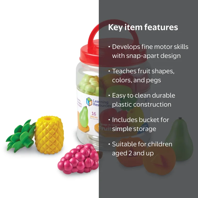 Learning Resources Snap-N-Learn Fruit Shapers Preschool Toy for