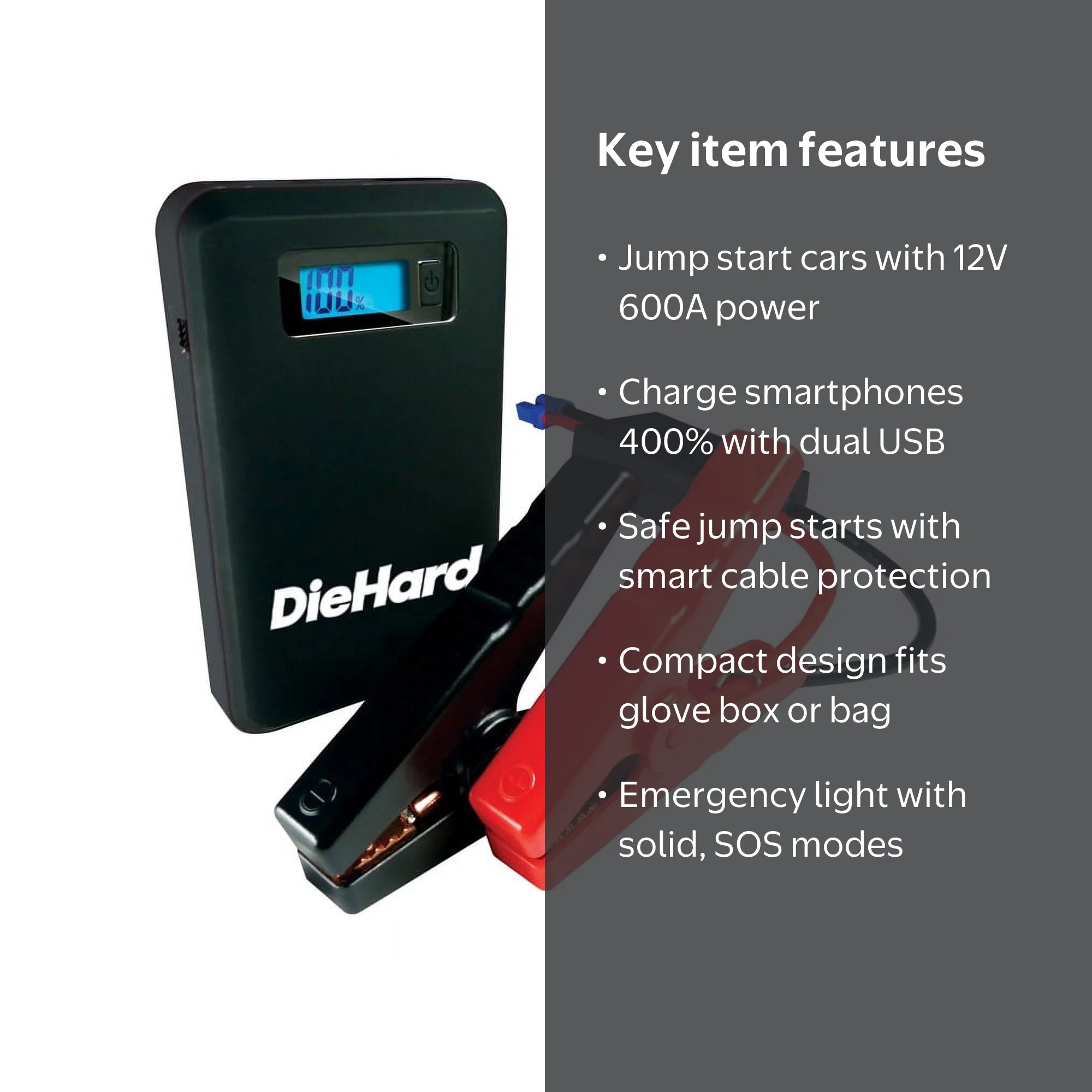 DieHard Portable Car Start Jumper Boost, 12V 600A, Battery Jump Starter -  Walmart.com