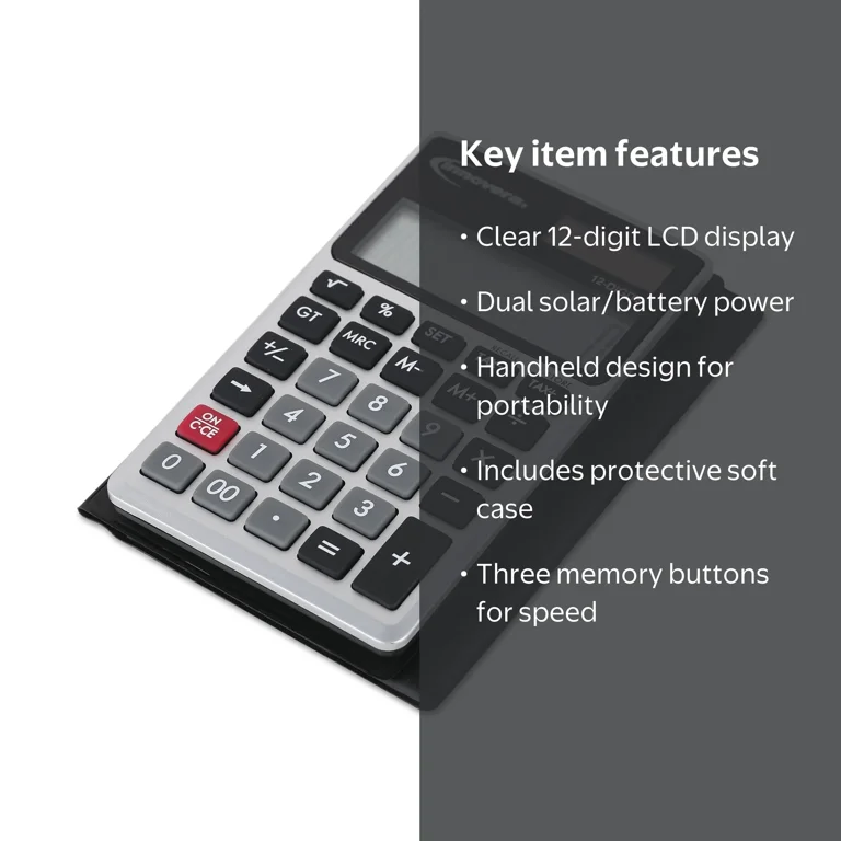 Innovera 12-Digit LCD Handheld Calculator, Black - Walmart.com