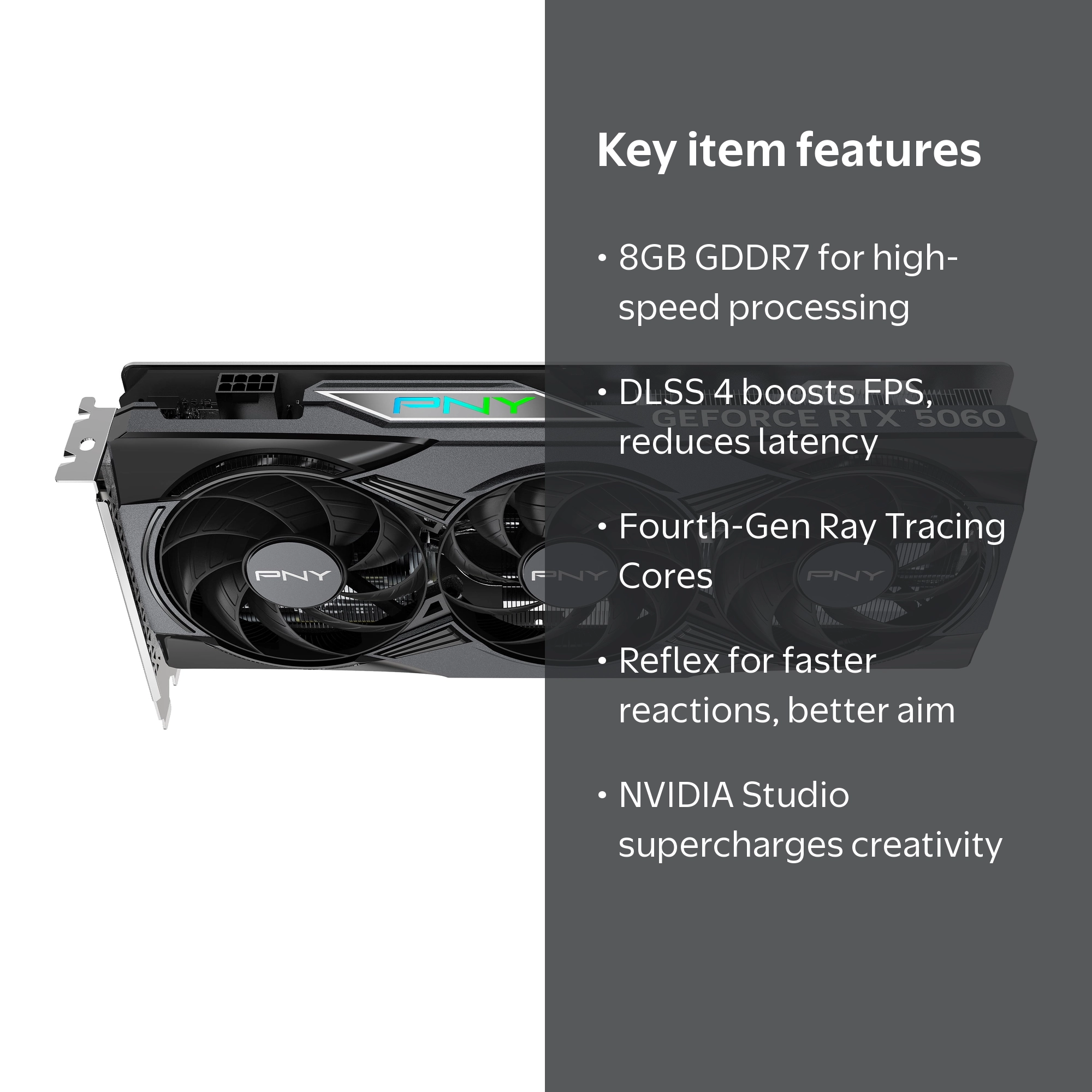 PNY, NVIDIA GeForce RTX 5060 Epic-X ARGB OC Triple Fan, 8GB GDDR7