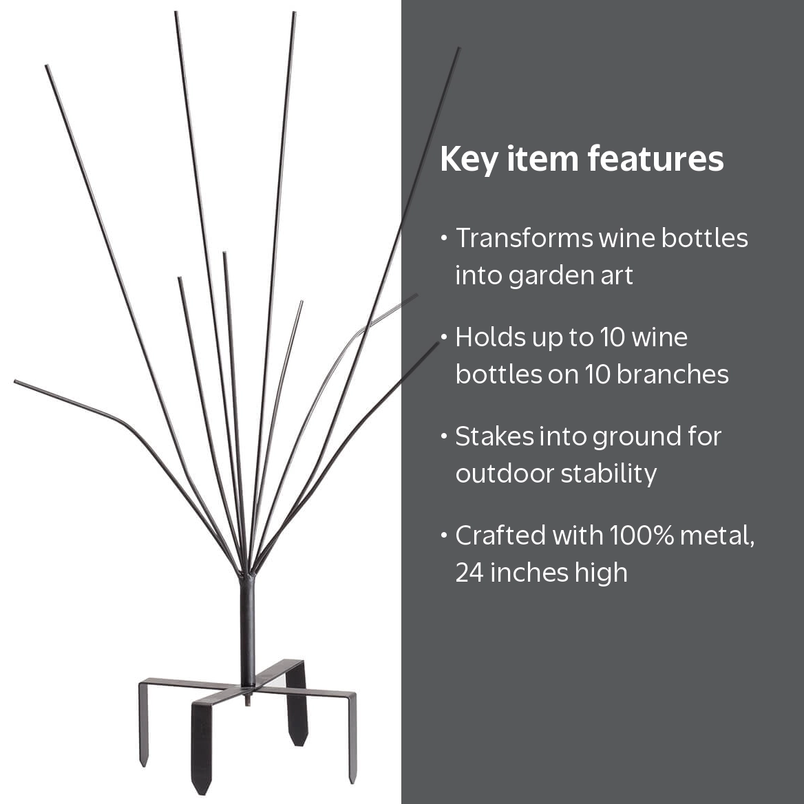Fox Valley Traders Lawn and Garden Metal Wine Bottle Holder, 24‚Äù