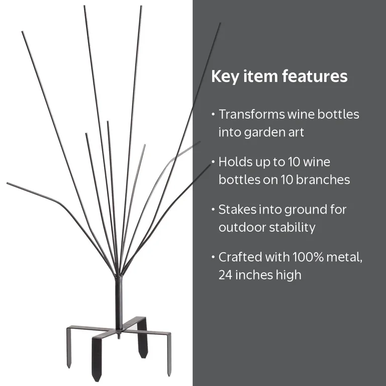Fox Valley Traders Lawn and Garden Metal Wine Bottle Holder, 24‚Äù
