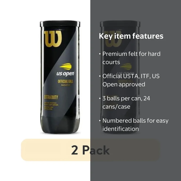 【新品】Wilson US OPEN EXTRA DUTY 28缶 2 pack) Wilson US Open Extra Duty 3 Tennis Ball Can - 24 Pack