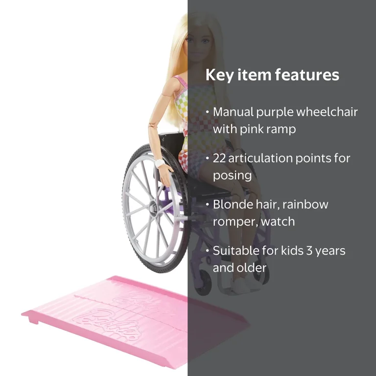Barbie, Fashionistas Doll #194, Wheelchair and Ramp, Rainbow
