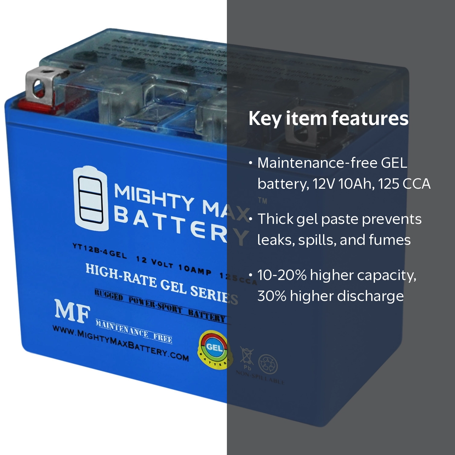 YT12B-4 GEL 12V 10Ah ATV Battery Replacement for Yamaha FZ6 FZ6R