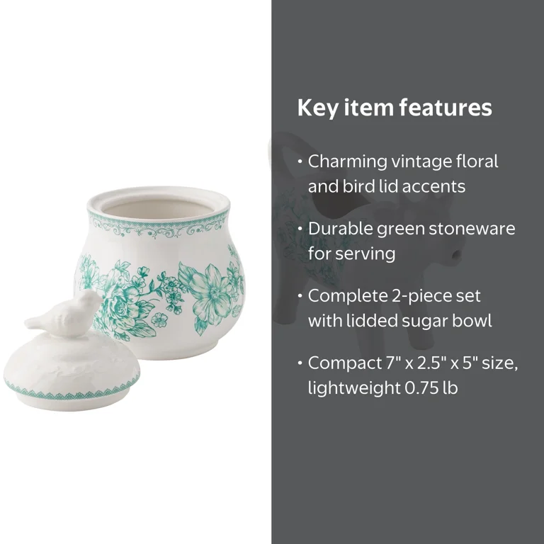 The Pioneer Woman Agatha Stoneware Sugar Bowl and Creamer Set