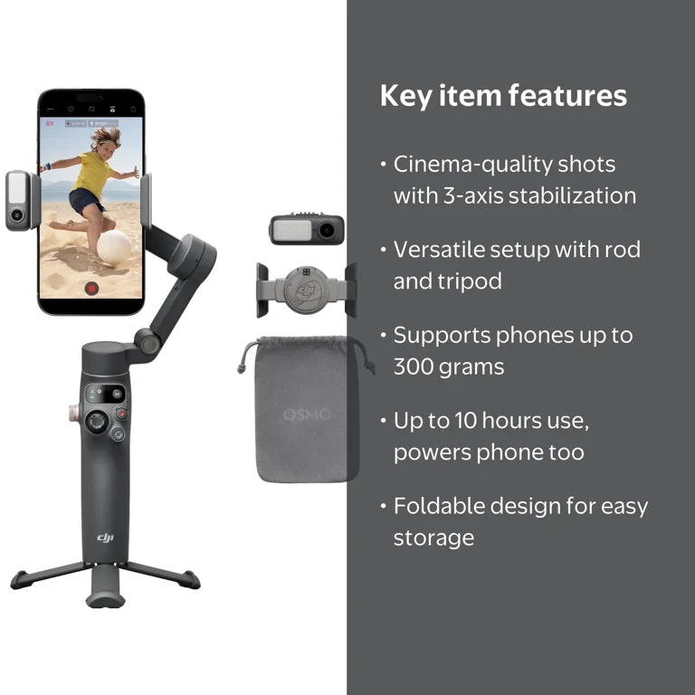 DJI Osmo Mobile 7P Smartphone Gimbal Stabilizer, 3-Axis, Magnetic
