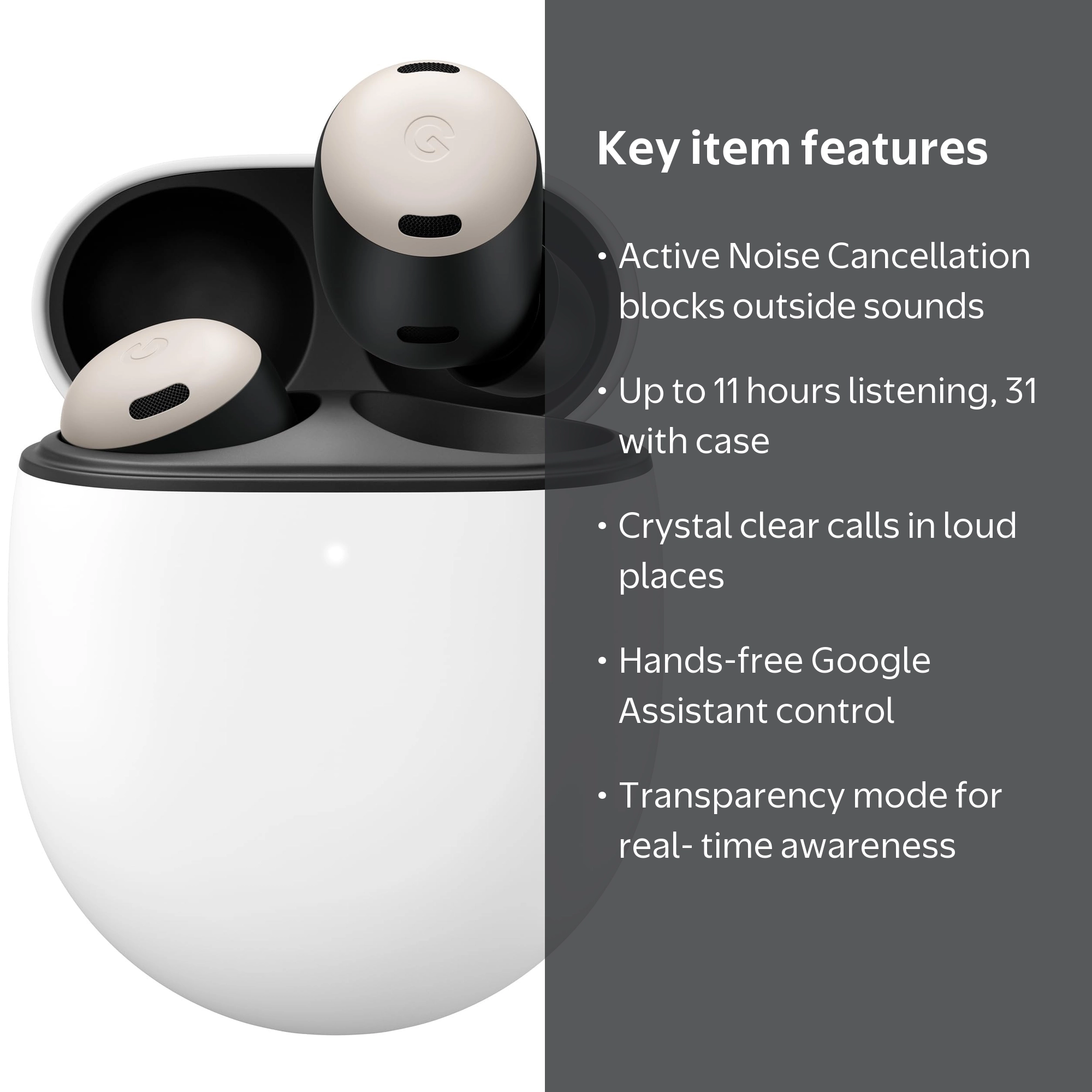 Google Pixel Buds Pro, Noise Canceling Earbuds, Transparency Mode
