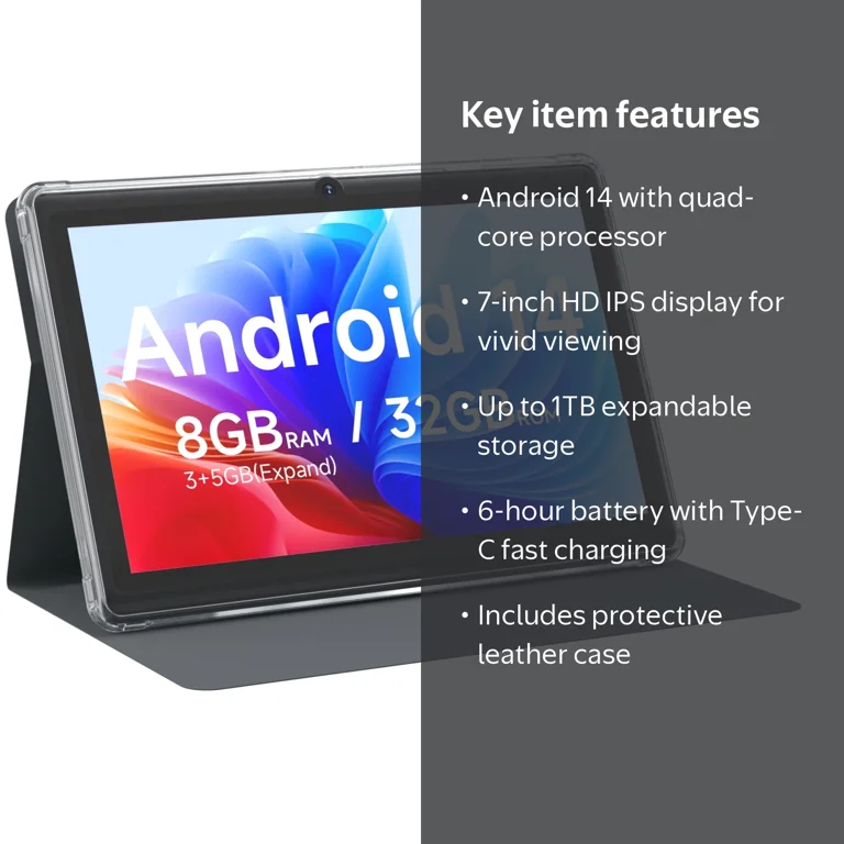 Aheadlink, Android 14 Tablet, 7 inch, 8GB RAM, 32GB ROM, 1TB
