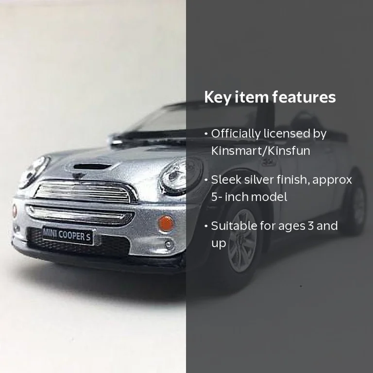 Kinsmart, Mini Cooper S Convertible Diecast Car, 5 inches, Silver Kinsmart, Mini Cooper S Convertible Diecast Car, 5 inches, Silver