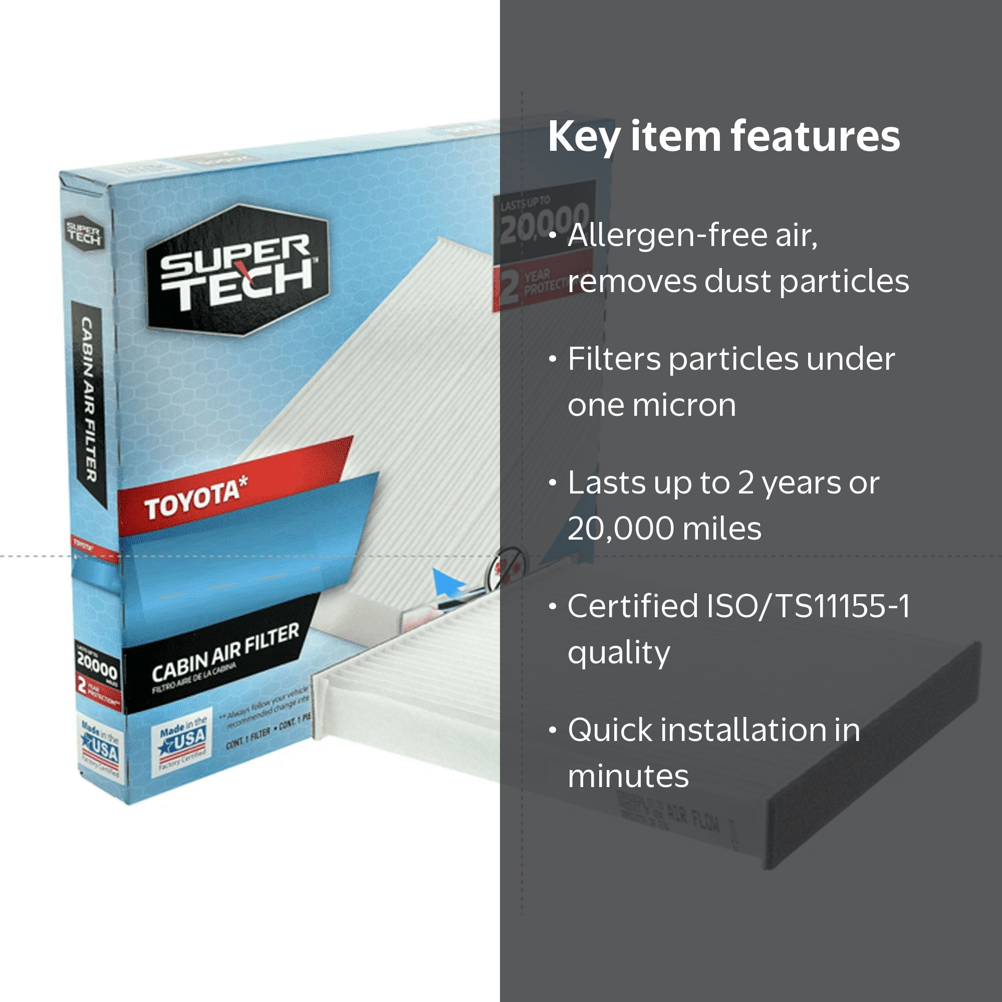 Super Tech, Cabin Air Filter, 5550, for Buick Cadillac Chevrolet