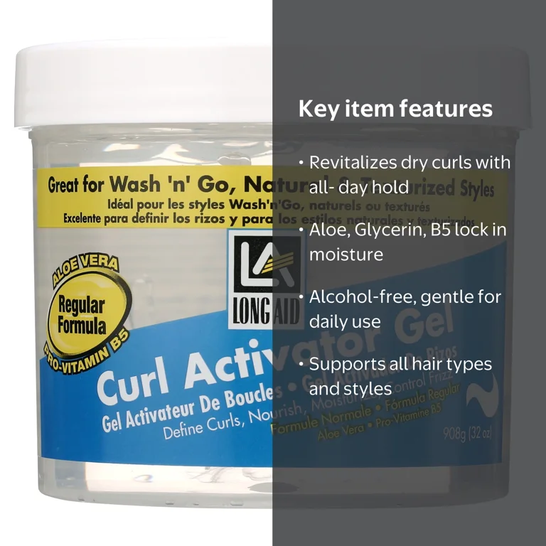 Long Aid, Curl Activator Hair Styling Gel, 32oz, Moisturizing