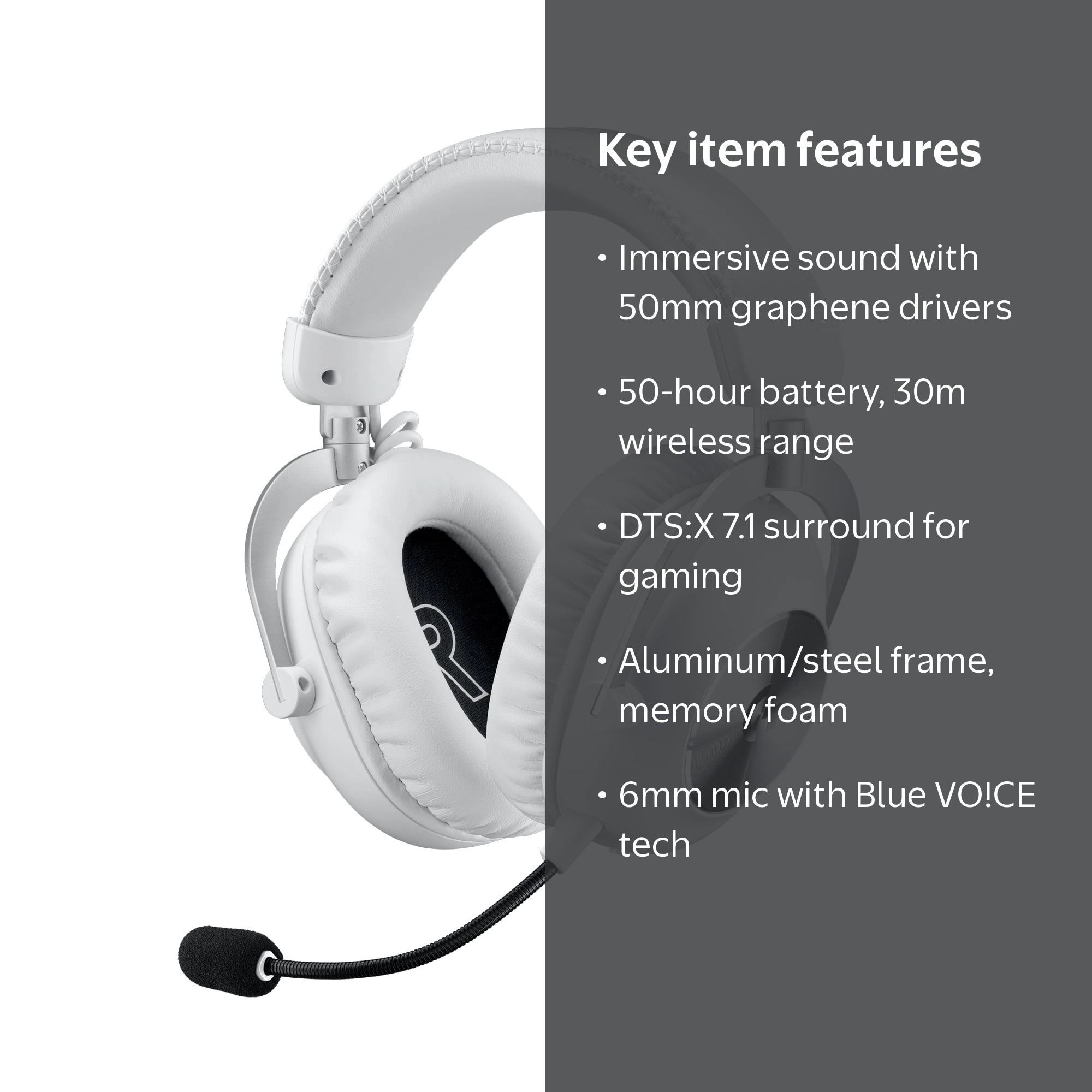 Logitech, Wireless Gaming Headset, PRO X 2 LIGHTSPEED, White
