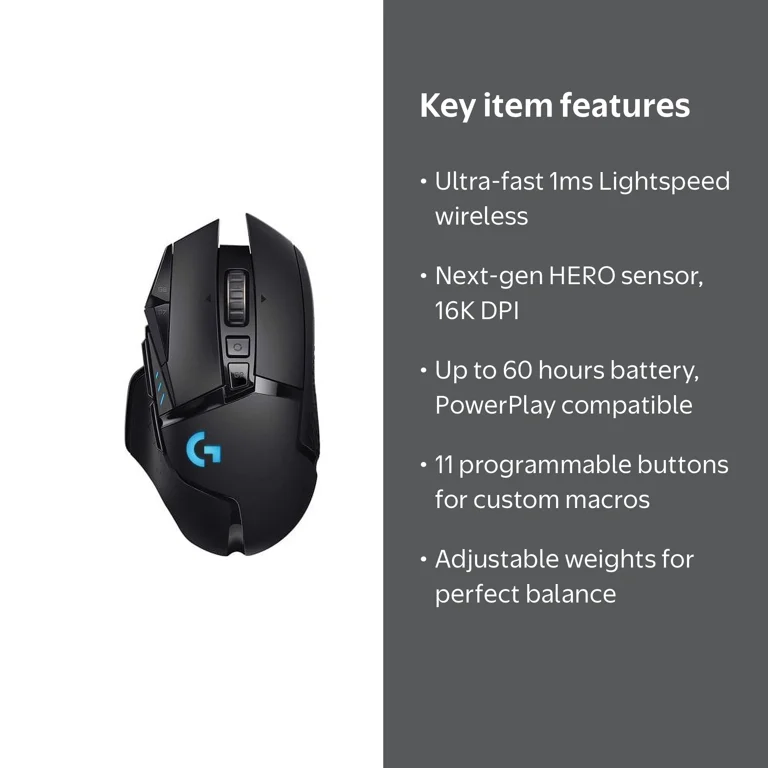 Logitech G502 Lightspeed Wireless Gaming Mouse with HERO 16K