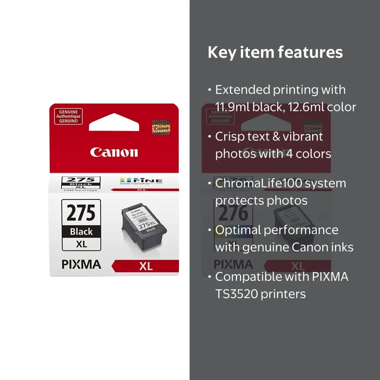 everyone  LEGEND INK Sサイズ Canon PG-275XL Black and CL-276XL Color Ink Cartridge for PIXMA