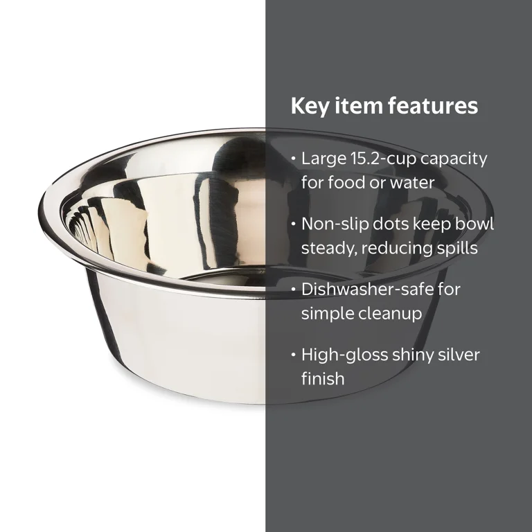 Vibrant Life Stainless Steel Dog Bowl Large 121.73 fl oz Capacity